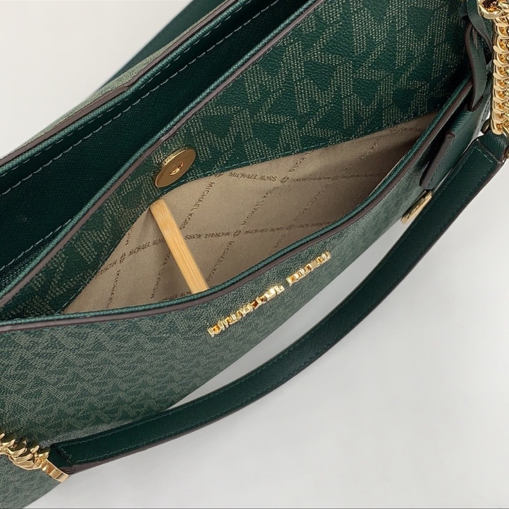 MICHAEL KORS LARGE X CHAIN SHOULDER TOTE & LG FLAT MULTIFUNCTIONAL PHONE CASE - Picture 6 of 16